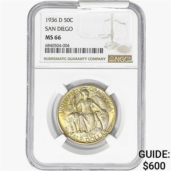 1936-D San Diego Half Dollar NGC MS66