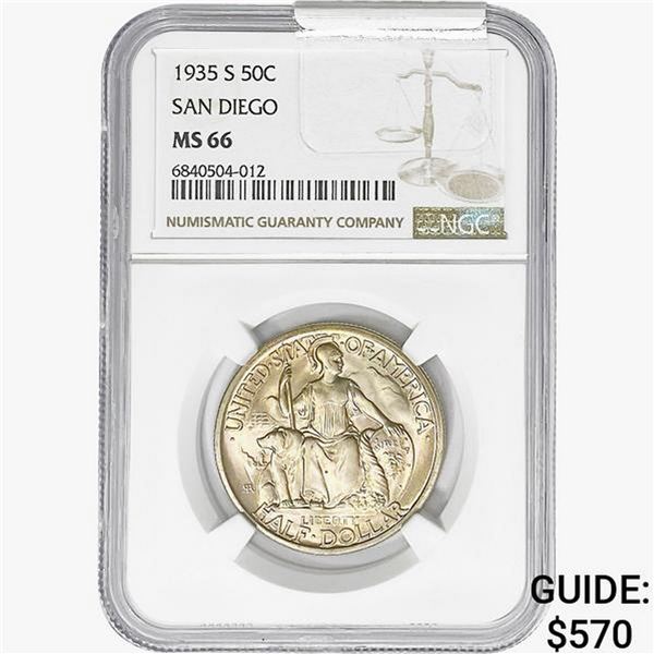 1935-S San Diego Half Dollar NGC MS66