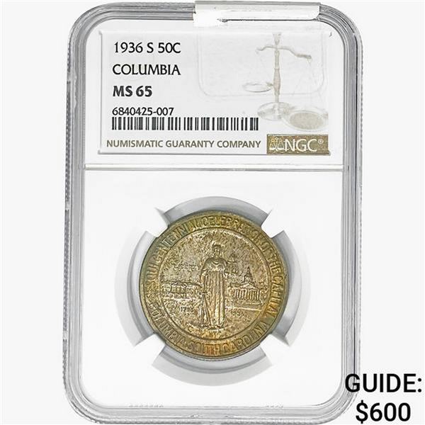 1936-S Columbia Half Dollar NGC MS65
