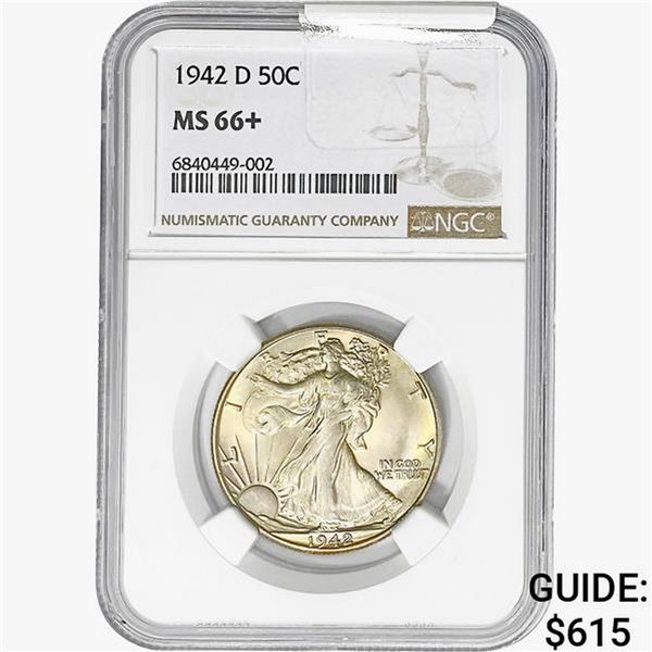 1942-D Walking Liberty Half Dollar NGC MS66+