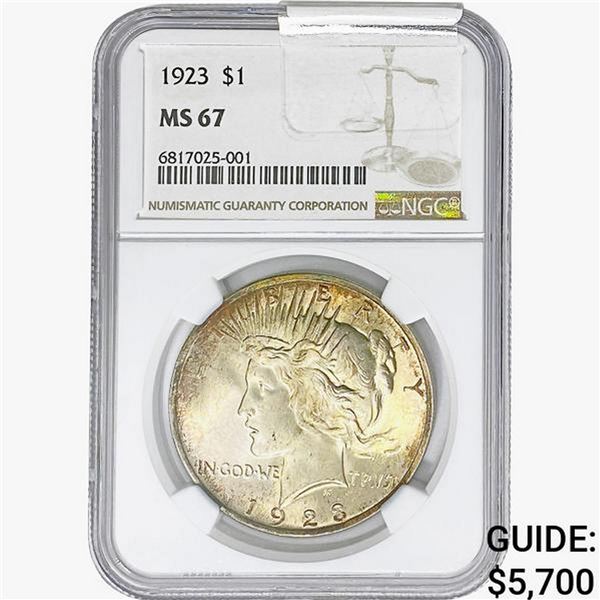 1923 Silver Peace Dollar NGC MS67