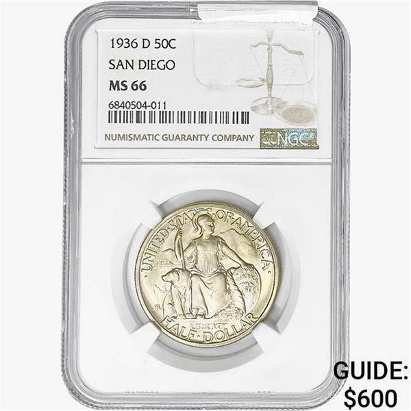 1936-D San Diego Half Dollar NGC MS66