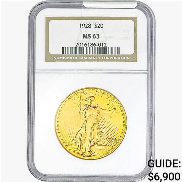 1928 $20 Gold Double Eagle NGC MS63