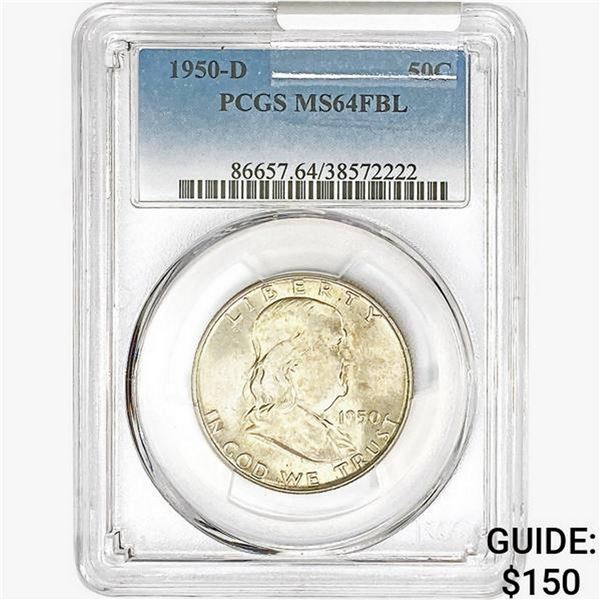 1950-D Franklin Half Dollar PCGS MS64 FBL
