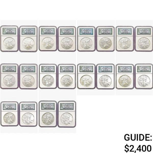 2005 20th Anniv. Silver Eagle Collection [20 Coins] NGC MS69