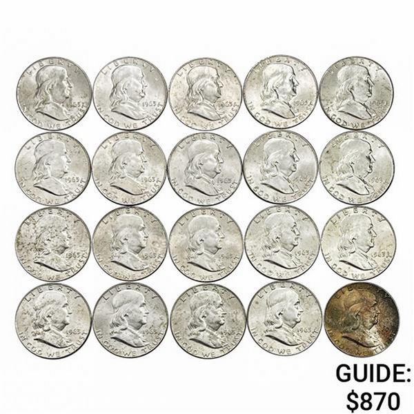 1963-D BU Roll of Franklin Half Dollars [20 Coins]