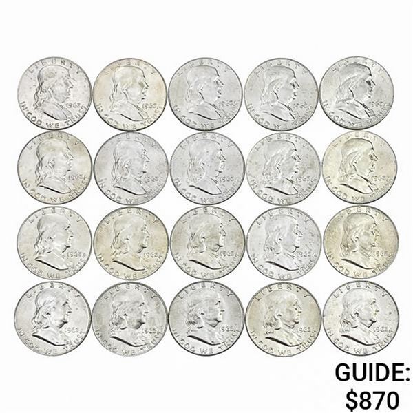 1962-D BU Roll of Franklin Half Dollars [20 Coins]