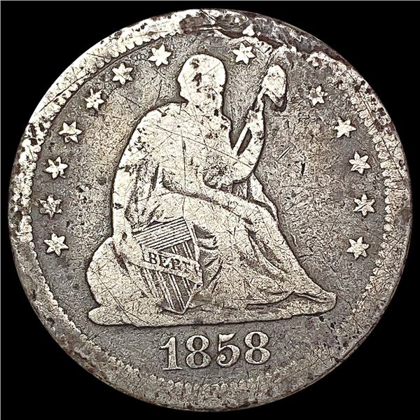 1858-S Seated Liberty Quarter NICELY CIRCULATED