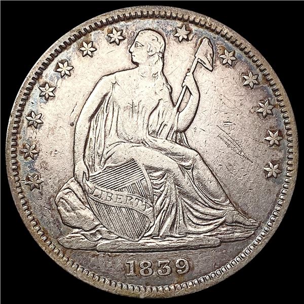 1839 W/Drapery Seated Liberty Half Dollar LIGHTLY CIRCULATED