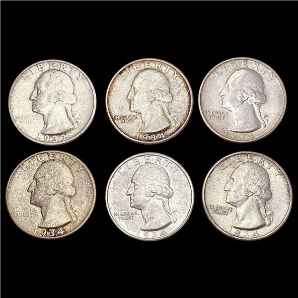 1932-1934 Washington Quarter Lot (6) HIGH GRADE