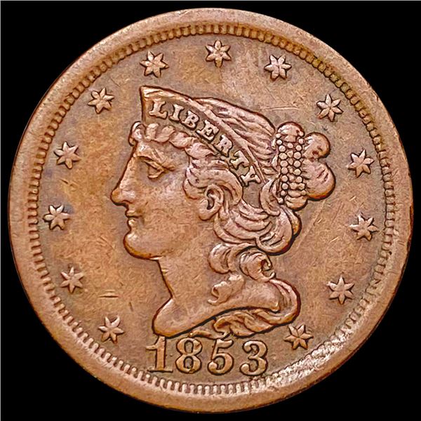 1853 Braided Hair Half Cent CLOSELY UNCIRCULATED