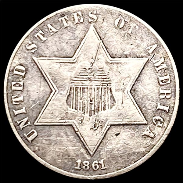 1861 Silver Three Cent LIGHTLY CIRCULATED