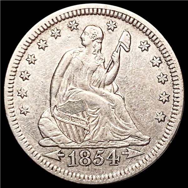 1854 Arr. Seated Liberty Quarter CLOSELY UNCIRCULATED