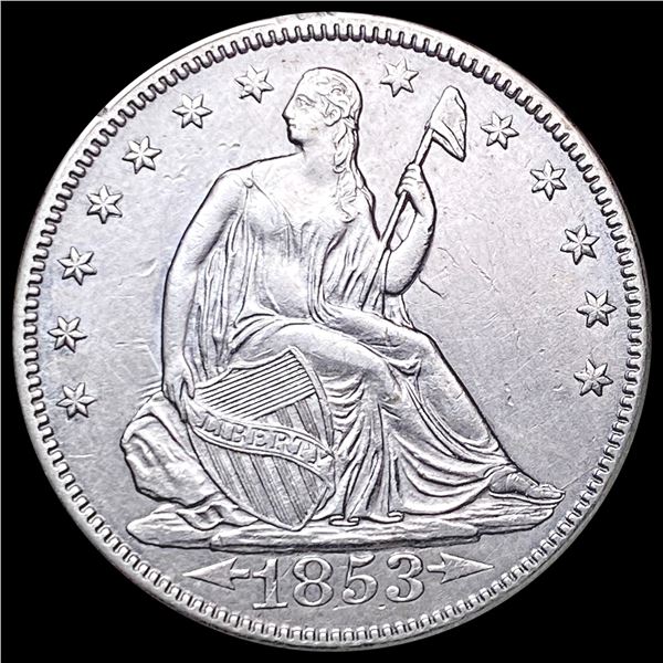 1853 Arr. Rays Seated Liberty Half Dollar UNCIRCULATED
