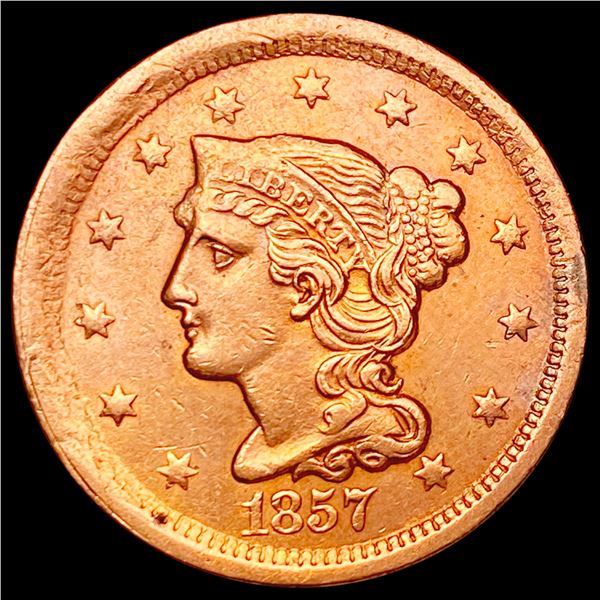 1857 Braided Hair Large Cent CLOSELY UNCIRCULATED
