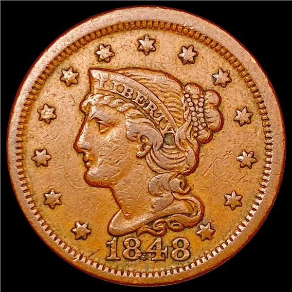 1848 Braided Hair Large Cent NEARLY UNCIRCULATED