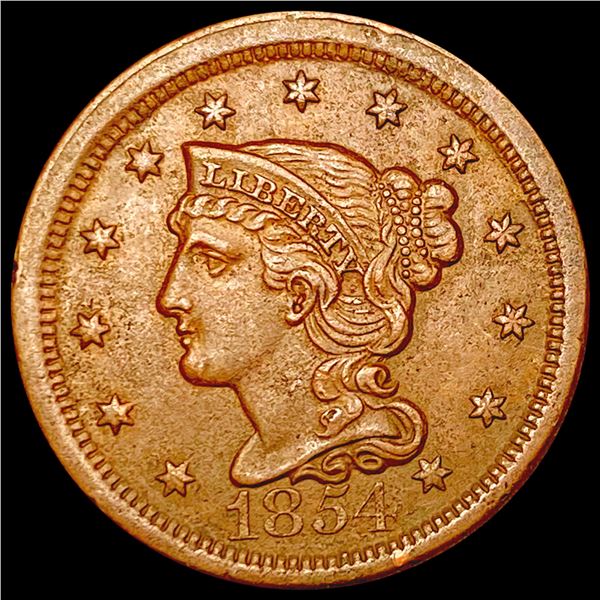 1854 Braided Hair Large Cent CLOSELY UNCIRCULATED