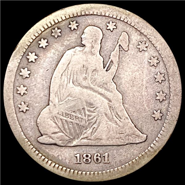 1861 Seated Liberty Quarter NICELY CIRCULATED