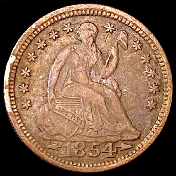 1854 Arr. Seated Liberty Half Dime NEARLY UNCIRCULATED
