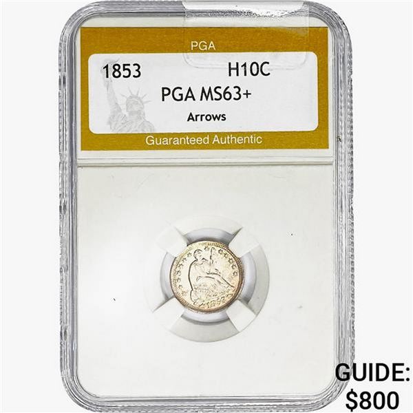 1853 Seated Liberty Half Dime PGA MS63+ ARROWS