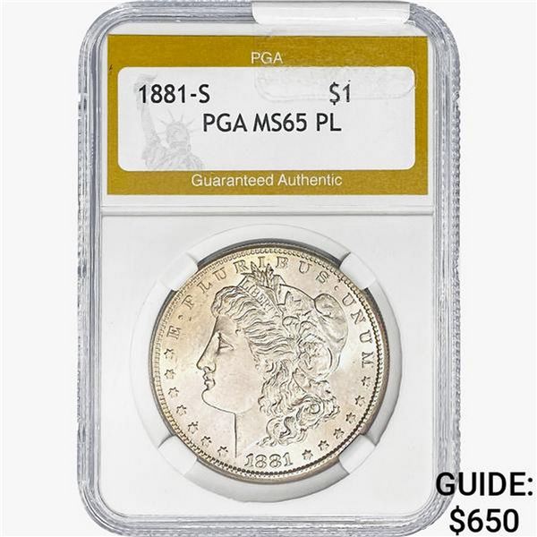1881-S Morgan Silver Dollar PGA MS65 PL
