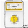 1993 1/4oz Gold $10 Eagle PGA MS70