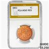 1853 Braided Hair Large Cent PGA MS65 RED