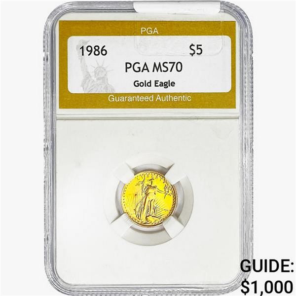 1986 1/10oz Gold $5 Eagle PGA MS70