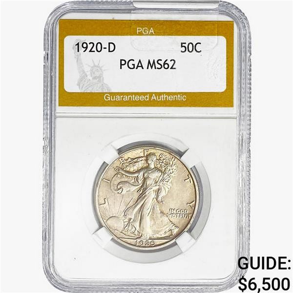 1920-D Walking Liberty Half Dollar PGA MS62