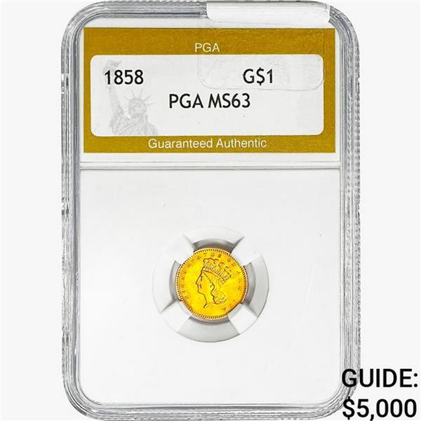 1858 Rare Gold Dollar PGA MS63