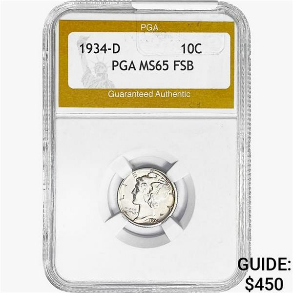 1934-D Mercury Silver Dime PGA MS65 FSB