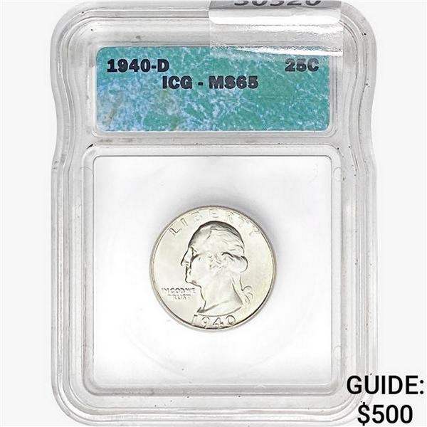 1940-D Washington Silver Quarter ICG MS65