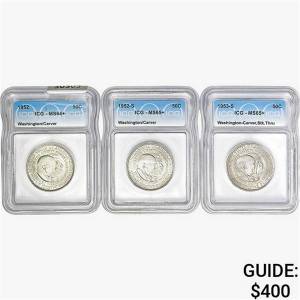 [3] 1952-1953-S Washington Carver Half Dollar ICG MS64/65+