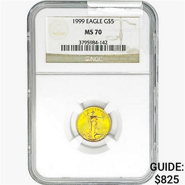 1999 1/10oz $5 AGE NGC MS70