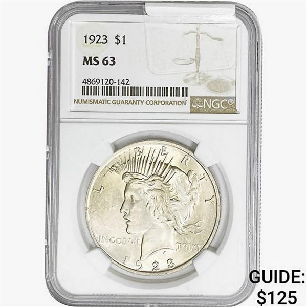 1923 Silver Peace Dollar NGC MS63