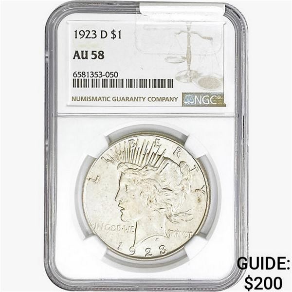 1923-D Silver Peace Dollar NGC AU58