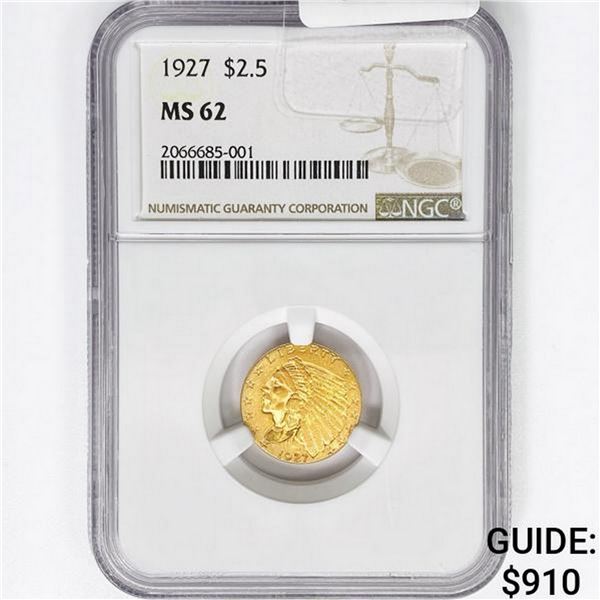 1927 $2.50 Gold Quarter Eagle NGC MS62