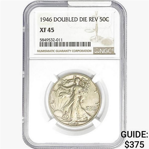 1946 Walking Liberty Half Dollar NGC XF45 Dbl Die Rev