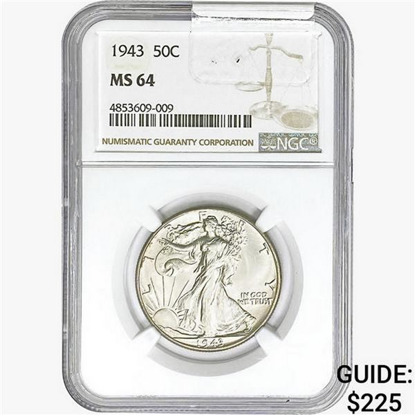 1943 Walking Liberty Half Dollar NGC MS64
