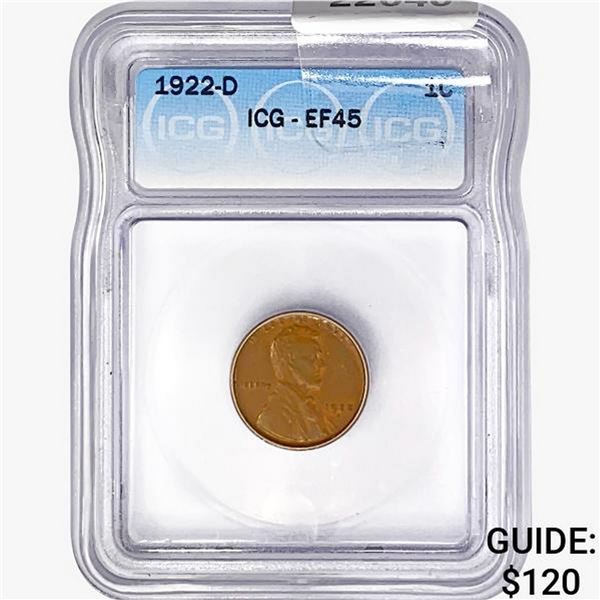 1922-D Wheat Cent ICG EF45