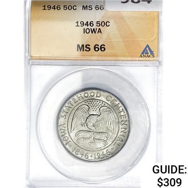 1946 Iowa Half Dollar ANACS MS66