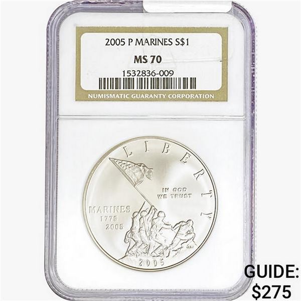 2005-P Commem. Silver Dollar-Marines NGC MS70