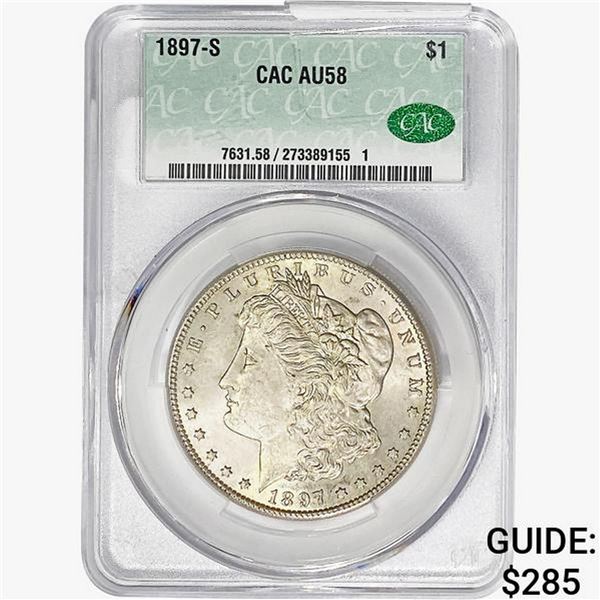 1897-S CAC Morgan Silver Dollar CAC AU58