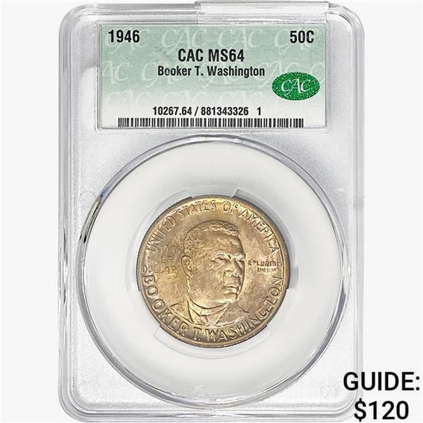 1946 CAC Booker T Half Dollar CAC MS64