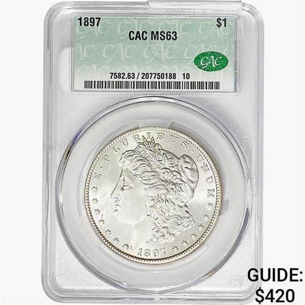 1897 CAC Morgan Silver Dollar CAC MS63