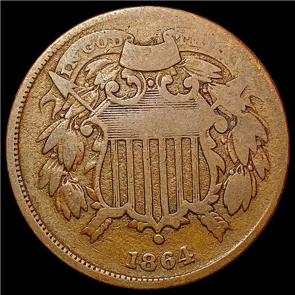 1864 Sm Motto Two Cent Piece NICELY CIRCULATED