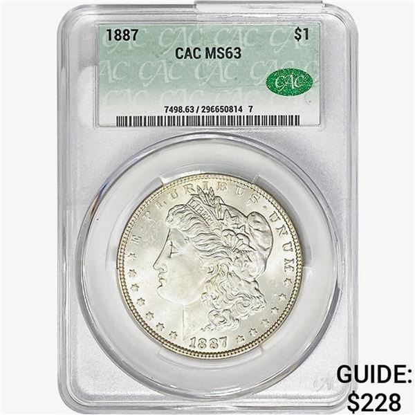 1887 CAC Morgan Silver Dollar CAC MS63