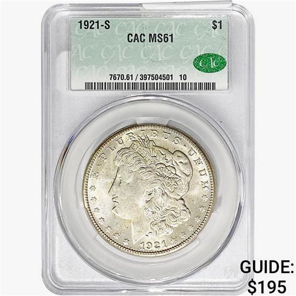 1921-S CAC Morgan Silver Dollar CAC MS61