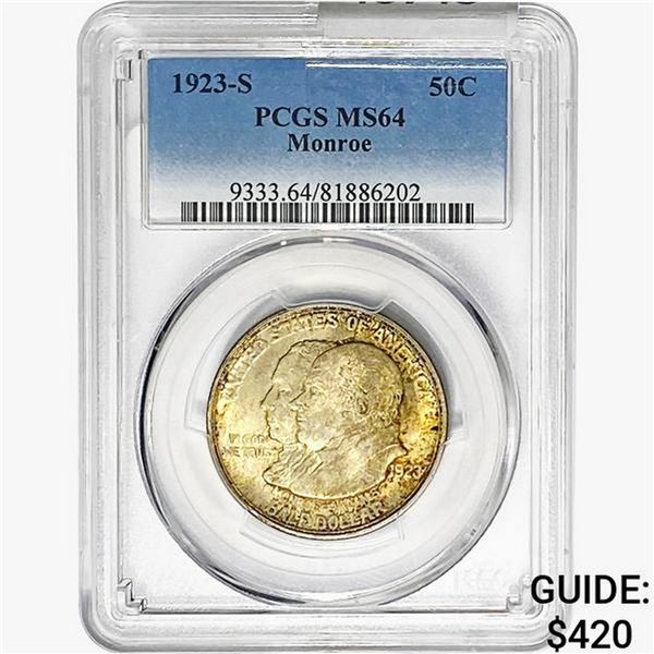 1923-S Monroe Half Dollar PCGS MS64
