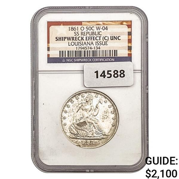 1861-O SS Republic Seated Half Dollar Unc NGC